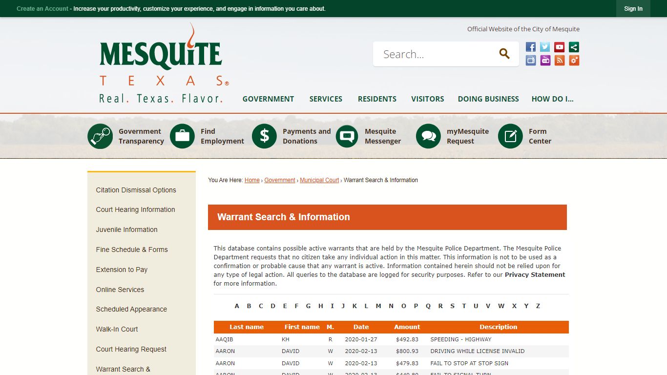 Warrant Search & Information | Mesquite, TX - Official Website